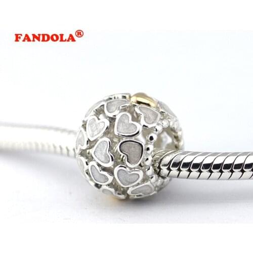 Fits Pandora Charms Bracelets Abundance of Love Beads with 14K Real Gold 100% 925 Sterling Silver Jewelry Free Shipping
