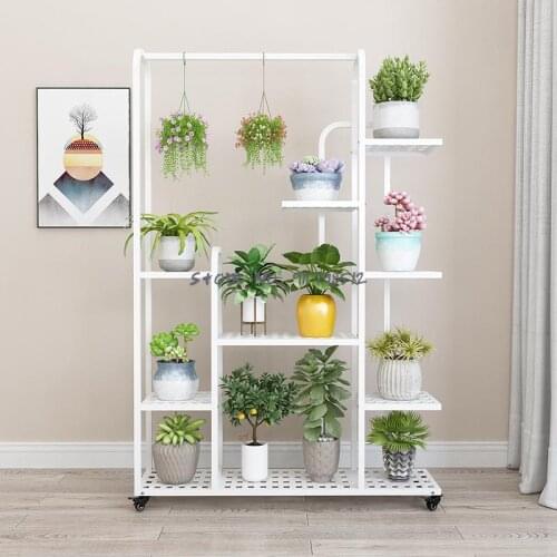 Flower rack shelf balcony living room interior green sill window sill wrought iron multi-layer floor type wheeled movable flower