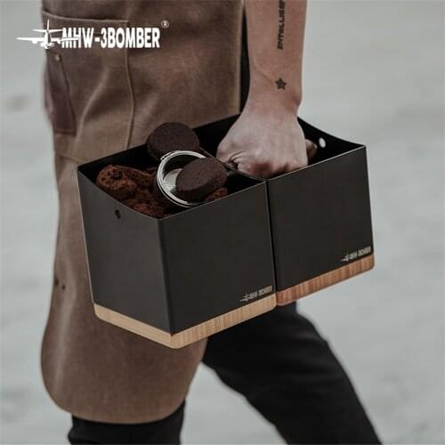 Coffee Knock Box Espresso Grounds Anti slip Coffee Grind Dump Bin Waste Bin with Detachable Coffee Tools Knock Bar for Barista