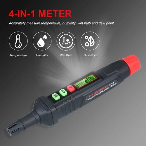 HABOTEST HT62 Psychrometer Thermo-Hygrometer Mini Temperature and Humidity Meter Pen with Dew Point and Wet Bulb Temperature