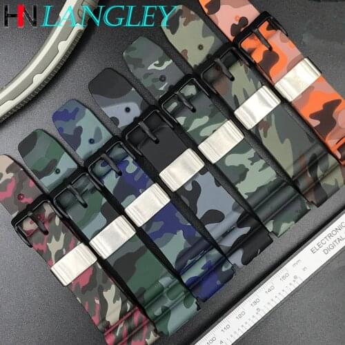 Silicone Watch Band Waterproof Army Outdoor Strap Camouflage Military Rubber WatchBands 22mm Universal Wristband Accessories
