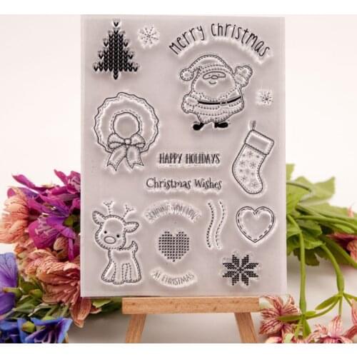 Christmas Wishes Transparent Seal Clear Silicone Stamp Cutting DIY Scrapbook Rubber Coloring Embossing Decor Reusable 10.5*15cm