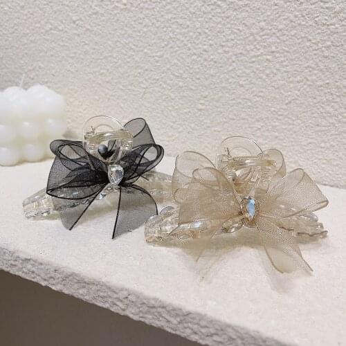 Bow Knot Crystal Arrettes Hairpins For Women Trendy Spring Hair Clips Ribbon Headband Ponytail Hair Accessories Hair Claw