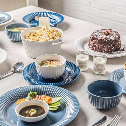 The Nordic Ins Wind Dishes Bowl Plate Sets Cutlery Set Household Light Luxury Creative Ceramic Bowl