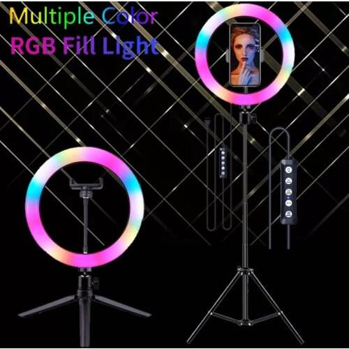 Video Lights RGB Selfie LED Ring Light Dimmable Camera Phone Ring Lamp With Stand Tripods Rim Of Light For TIKTOK Youtube Makeup