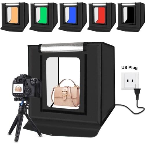 Photo Light Box 40cm/16" Portable Photo Studio Box Folding Shooting Tent Kit with 6 Colors Backdrops for Jewellery Photography