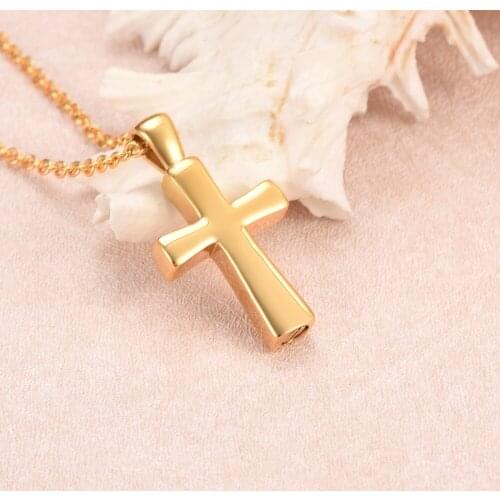 Trendy Stainless Steel Deft Design Charm Cross Cremation Urns Ashes Pendants Necklaces Women Man