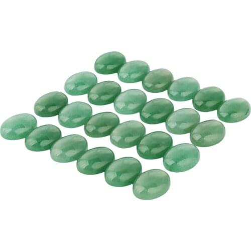 TUMBEELLUWA 1Lot (10Pc) Green Aventurine Oval Flatback CAB Cabochons Smooth Beads for Jewelry Making