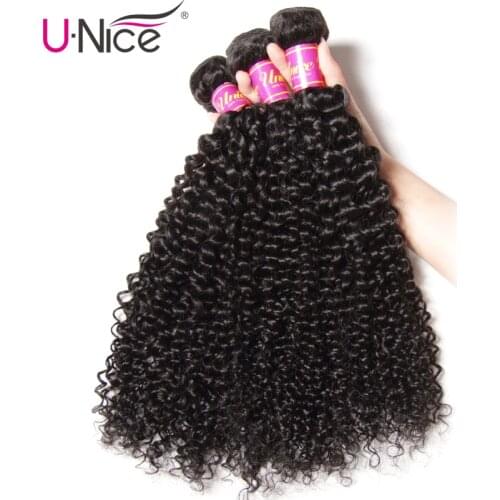 UNice Hair Icenu Series Remy Hair Indian Curly Hair 3 Bundles 100% Human Hair Extension Natural Color Hair Weaves 8-26"