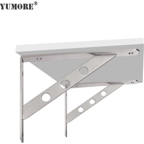YUMORE 2pcs/lot 6-12Inch Triangle Angle Bracket Wall Mounted Stainless Steel Shelf Bracket Home Table Bench Furniture Hardware