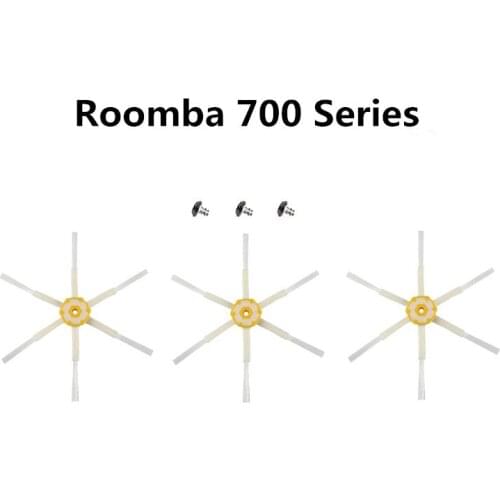 3pcs Six-paw-Side brush For Irobot Roomba 700 Series 710 720 730 740 750 760 770 Robotic Vacuum Cleaner Spare Part (Free screw)