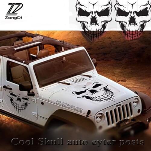 ZD Punisher Skull For Renault Megane 2 3 Duster VW Touran Passat B6 Golf 7 T5 T4 Fiat 500 Car Vent Hood Spare Tire Decal Sticker
