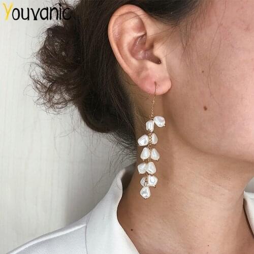 Youvanic Bohemia Fringed Long Pearl Earrings For Women Beads Link Chain Drop Earring Female Hanging Brincos Fashion Jewelry 1521