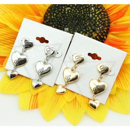 2021 Vintage Three Big Love Heart Drop Earrings Gold Color Metal Geometric boucle d'oreill For Women Girls Party Travel Jewelry