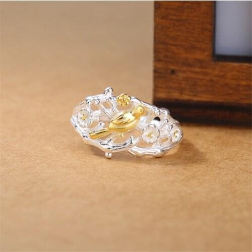 Ethnic wholesale animal bird branch big rings for women gold adjustable rings womens fashion 2019 KJZ0011