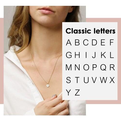 Visunion Engraved Alphabet Pendant Necklace Personality Style for Women Best Rose Gold Silver Color Gift Female Party Jewelry