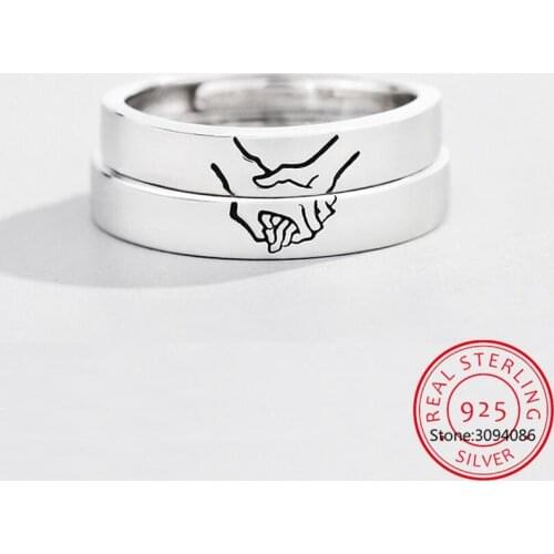 925 Sterling Silver Couple Ring Hand Hug Rings For Women Men Engagement Jewelry Open Finger Rings Bague anillos
