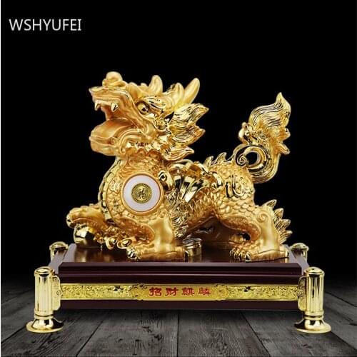Golden Resin Home Accessories Animal Model Feng Shui Ornaments Living Room Lucky Fortune Decoration Office Desktop Decor Crafts