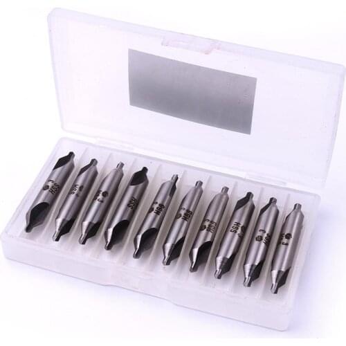 10Pcs/Set 3X8mm 2 Flutes HSS Center Drill Bits 60 Degree Angle Bit Precision Combined Countersink Drill Power Tools