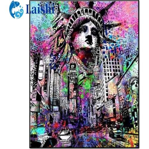 5D DIY Diamond Painting Abstract doodle statue of liberty Full Square round drill Home Decoration Embroidery Handcraft Art Kits
