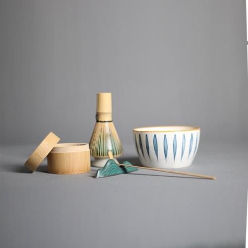 6pcs/set traditional matcha giftset bamboo matcha whisk scoop ceremic Matcha Bowl Whisk Holder japanese tea sets