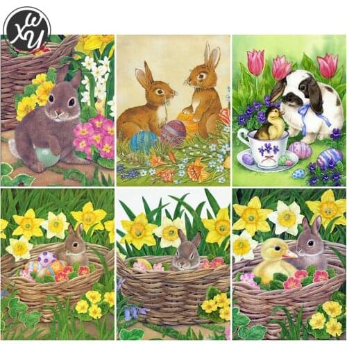 Diamond Mosaic Easter Day Diamond Painting Kits for Adults Cartoon Bunny Full Drill Embroidery Rhinestone Cross Stitch for Decor