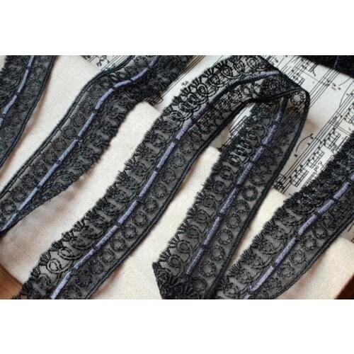 Free shipping 5 Meters 3cm Black Embroidery Lace Tape Trim for Hair Bow Ornaments DIY Garment Accessory