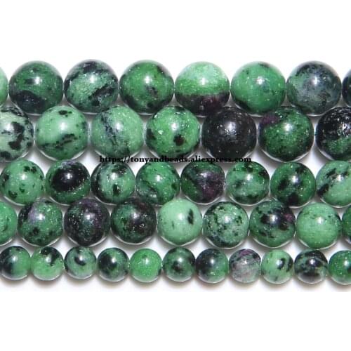 Natural Stone Top Quality Red Green Zoisite Beads In Loose 15" Strand 6 8 10 12 MM Pick Size For Jewelry Making