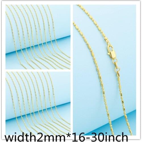 Promotion Wholesale Gold Filled Necklace Fashion Jewelry 2MM COLUMN Ball "16-30" Inches Pendant Chain Lobster clasp