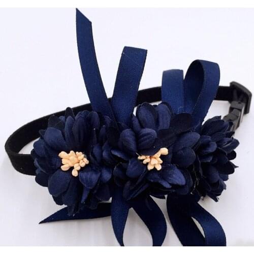 Elegant Wedding Flower Pet Collar Princess Necklace Fake Flower Dog Cat Collars Grooming Accessories Married Party