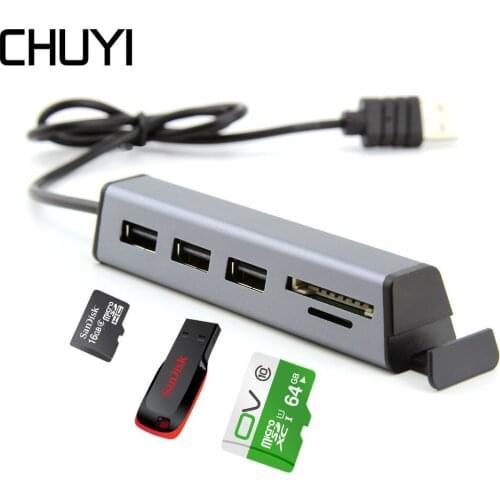 USB 2.0 HUB 3 Ports Multiple Extender Adapter Micro SD/CF Card Reader Multi Splitter For USB Flash Drive Laptop Phone holder