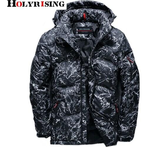 Holyrising Men White Down Jackets Hooded Warm Winter Coat 80% Down Coat Jaquetas Abrigo Hombre Zipper Man Clothes M-3XL 18479-5