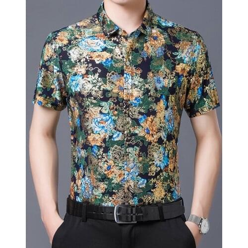 Summer Mens Shirt New Fashion Printing Male Clothes Shorts Sleeve Shirts Floral Printed Free Shipping