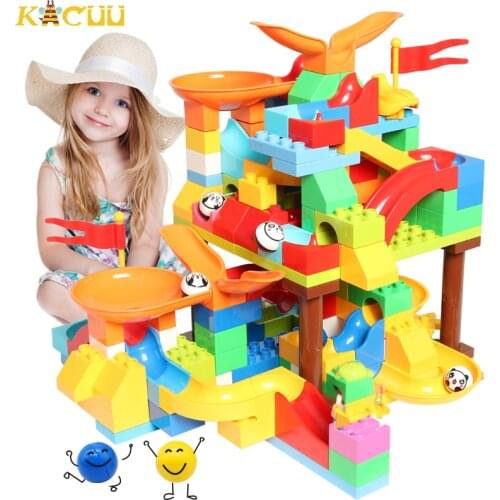 2020 Hot 47-404pcs Marble Race Run Maze Ball Building Blocks Compatible Brand Blocks DIY Funnel Slide Block Assemble Bricks Toys