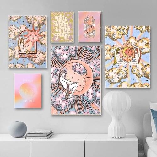 Modular Pictures Canvas Witch Girl Body Star Moon Sun Painting Wall Art Posters Print Modern Living Room Home Decor No Framework