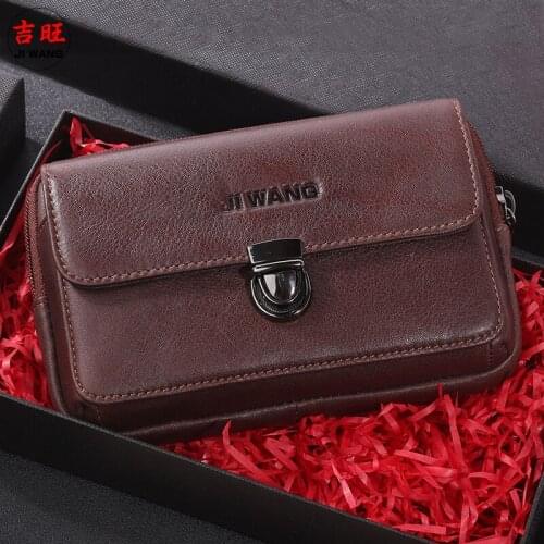 Men Cowhide Genuine Leather Military 6.5 Inch Cell/Mobile Phone Cover Case Skin Hip Belt Bum Purse Fanny Pack Waist Bag Pouch