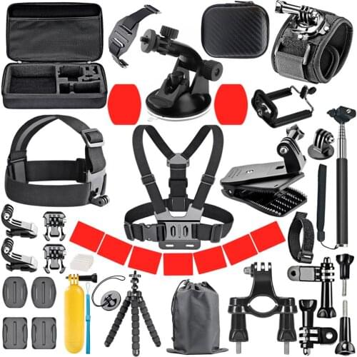 Action Camera Accessories Set for Go Pro Hero 9 8 7 6 5 4 Black Mount for Yi 4k Mijia Case for Sjcam