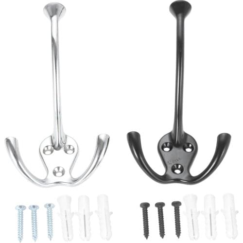 Wall Hook Black/Silver White Hanger Double Heads Retro Zinc Alloy Branch Mount Hanging 110mmx70mmx65mm w/screws Bathroom Kitchen