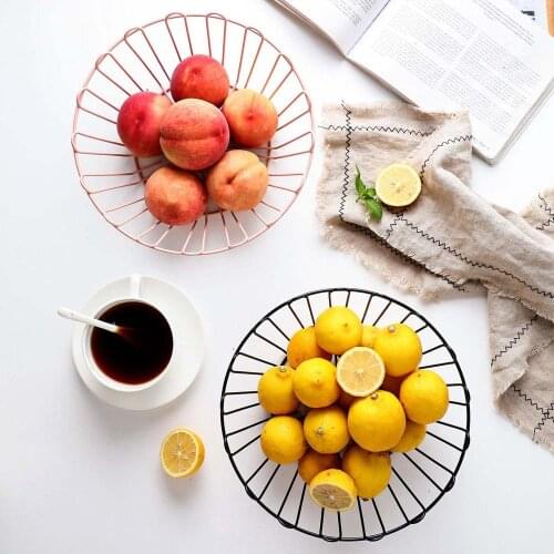 New Desktop Snacks Candy Fruit Basket Kitchen Creative Iron Storage Drainer Fruit Plate Vegetables Organizer Washing Baskets