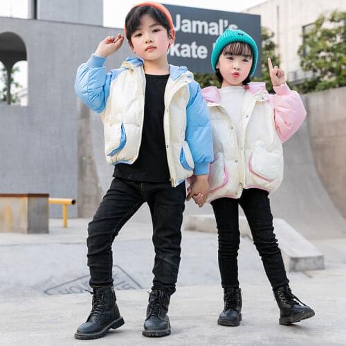 New autumn and winter childrens wear baby disposable down jacket children warm ears coat childrens down jacket