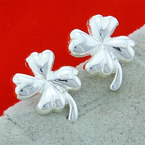 NEW 925 Sliver PlatedFour-Leaf Clover Earrings Fashion Jewelry For Women Trendy Birthday Christmas Gift