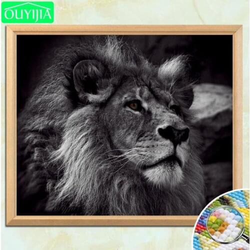 OUYIJIA Lion Nostalgic Style 5D DIY Diamond Painting Full Square Diamond Embroidery Sale Picture Of Rhinestone Mosaic Painting