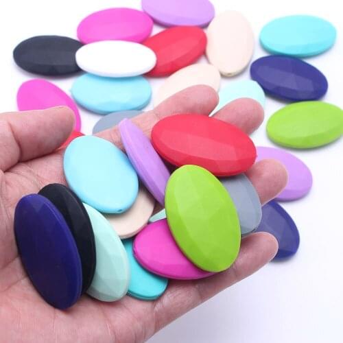 MHS.SUN Oval silicone beads food grade teething teether loose chew beads BPA free for mommy baby nursing jewelry making SL0062