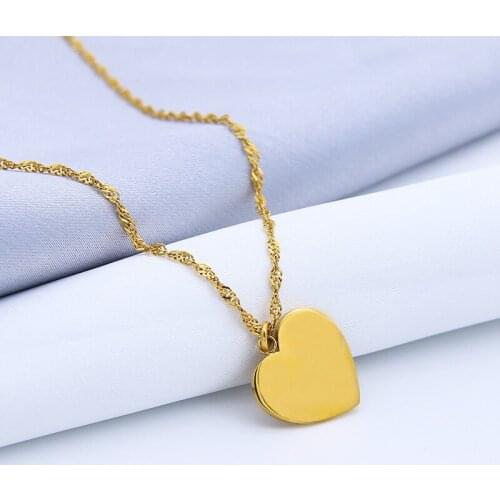 Faceted heart shape Refraction Water Wave Necklace Simple Gold Color Thin Chain Clavicle Chain Necklace Women Jewelry Party Gift