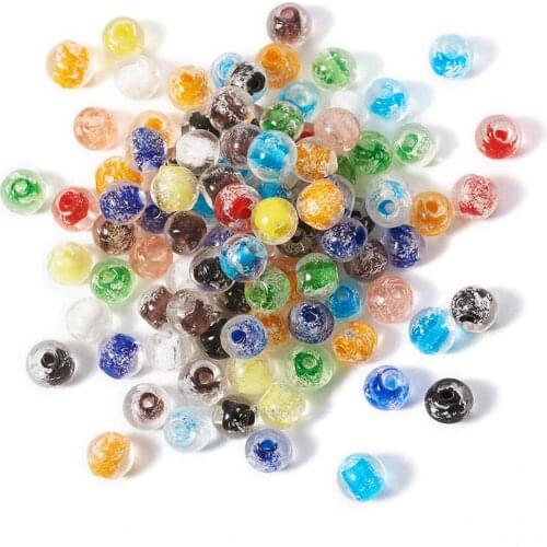 Pandahall 100 pcs Handmade Luminous Lampwork Round Beads for Jewelry Bracelet Necklace DIY Making 8mm/9~10mm/12mm Hole: 1~2mm