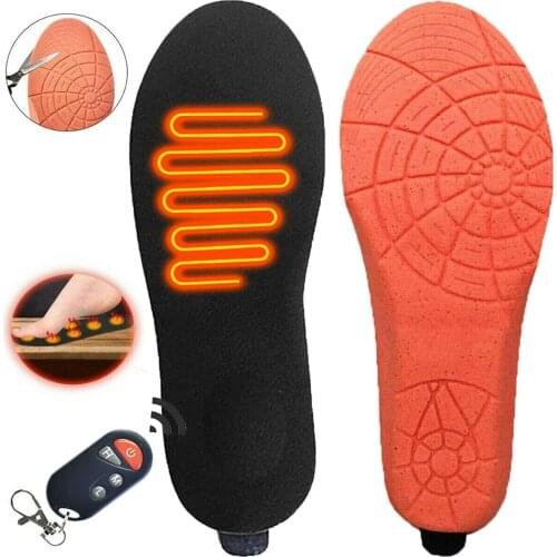 Rechargeable Heated Insoles Built In Battery Outdoor Sports Hunting Foot Warmer Breathable Electrically Heated Shoes Pad Insert