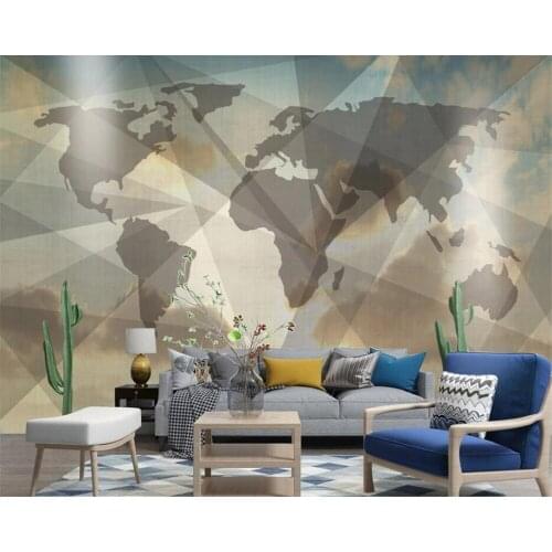 Beibehang Custom wallpaper Nordic 3D abstract geometric world map background home decoration living room bedroom 3d wallpaper