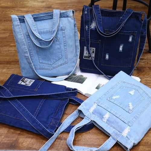 Casual denim pattern Zipper Shoulder Bag Handbag Desinger Bags Casual Tote Female Crossbody Bag Ladies Messenger Bags Purses
