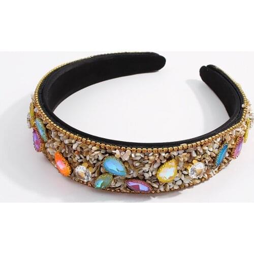 Handmade Colored Rhinestone Crystal Hairbands Sea Shell Headbands Women Wedding Party Hair Accessories Baroque Hair Ornament