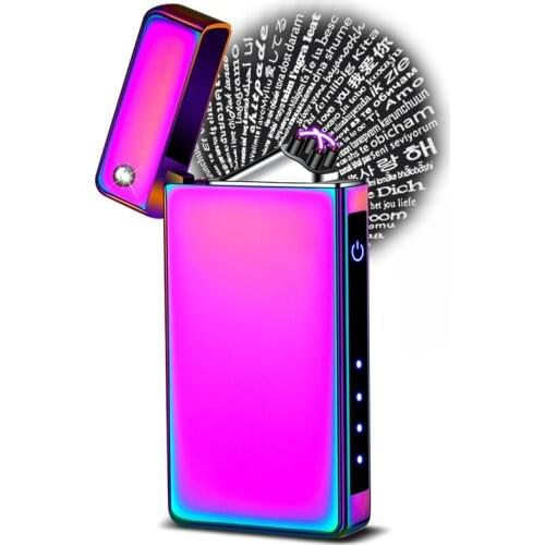 Micro-carving Projection USB Charging Double Arc Lighter Smoking Accessories Gadgets for Men Technology Zapalniczka Plazmowa